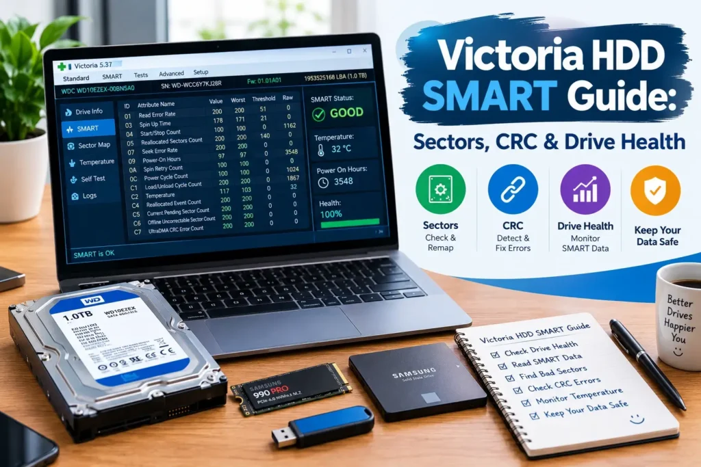 Victoria HDD SMART Guide: Sectors, CRC & Drive Health Copy